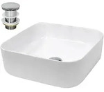 LuxeBath ECD Germany Aufsatzwaschbecken Keramik Wei&szlig; 390&times;390&times;140 mm, ohne