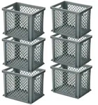 BRB 6x Stapelkorb / Eurobeh&auml;lter, LxBxH 400 x 300 x 325 mm, grau, Boden...
