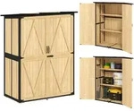 Outsunny-Gartenschrank-140L x 74B x 173H cm-Naturholz