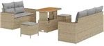 vidaXL 8-teiliges Garten-Sofa-Set mit Kissen aus beigem Poly-Rattan und Akazienholz.