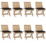 vidaXL Klappbare Gartenst&uuml;hle mit Kissen 8 Stk. Massivholz Teak