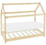 ML-Design Kinderbett 80x160 cm Natur mit Matratze, Dach & Lattenrost, Hausbett...