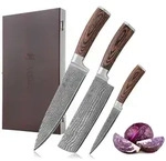 Wakoli 3er Damastmesser Set &ndash; Chefmesser, Nakirimesser & Allzweckmesser | 67...