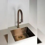 Einbausp&uuml;lbecken Bronzefarben eckig 55 cm Edelstahl mit Siphon