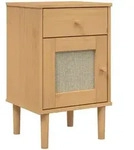 vidaXL Nachttisch SENJA Rattan-Look Braun 40x35x65cm Massivholz Kiefer