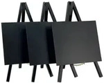 Securit&reg; 3er-Set Mini-Tischtafeln auf Staffeleien &ndash; Holz mit schwarz...