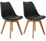 SVITA MATS 2er Set Esszimmerst&uuml;hle K&uuml;chenst&uuml;hle Holz Lehne Kunstleder Schwarz