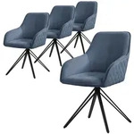 ML-Design &ndash; Esszimmerst&uuml;hle drehbar 4er Set &ndash; Blau Webstoff | mit...