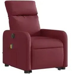 vidaXL Elektrischer Massagesessel mit Aufstehhilfe Weinrot Stoff