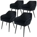 ML-Design Esszimmerst&uuml;hle 4er Set Schwarz Samt, mit Arm- & R&uuml;ckenlehne,...