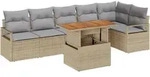 vidaXL 7-teiliges Garten-Sofa-Set mit Kissen, in Beige aus Poly-Rattan und...