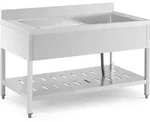 Royal Catering Sp&uuml;ltisch - 1 Becken - - Edelstahl - 140 x 70 cm