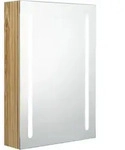 vidaXL LED-Bad-Spiegelschrank Eichenoptik 50x13x70 cm