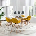 SalesFever Essgruppe 5-tlg. | 180 x 90 cm | Tischplatte wei&szlig; + Gestell Eiche |...