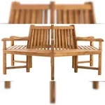 DELUKE Baumbank NEBEL - Holz Teak 200x200x90 cm | Kreisrunde Sitzbank Mit Lehne