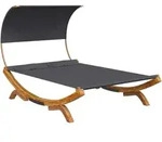 vidaXL Sonnenliege mit Dach 165x203x126 cm Bugholz Massiv Anthrazit