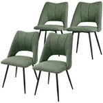 ML-Design Esszimmerst&uuml;hle 4er Set, Gr&uuml;n, Stoffbezug & schwarze Metallbeine,