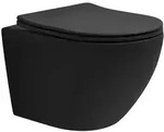 LuxeBath ECD Germany H&auml;nge-WC kurz 49 cm Schwarz matt &ndash; sp&uuml;lrandlos,
