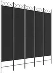 vidaXL 5-tlg. Paravent Schwarz 200x200 cm Stoff