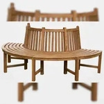 DELUKE Baumbank RISEN - Holz Braun 203x44x90 cm | Halbrunde Sitzbank Mit Lehne