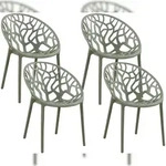 CLP 4er Set Gartenst&uuml;hle Hope Kunststoff HBT: 80x59x60 cm oliv