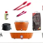 LotusGrill Starter-Set Classic 1x Grill Mandarinenorange mit USB-Anschlu&szlig;, 1x
