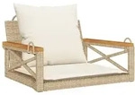 vidaXL H&auml;ngesessel mit Kissen Beige 63x62x40 cm Poly Rattan