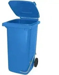 BRB 120 Liter M&uuml;lltonne/M&uuml;llgro&szlig;beh&auml;lter, blau, mit Fu&szlig;pedal f&uuml;r handfreie