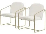 ML-Design &ndash; Relaxsessel 2er Set &ndash; Beige Stoff | goldenes Stahlgestell,...