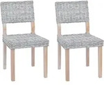 vidaXL Esszimmerstuhl 2 pcs Wei&szlig; gewaschen 46 x 55 x 84 cm Kubu Rattan