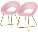 ML-Design &ndash; Esszimmerst&uuml;hle 2er Set Rosa | Samt, runde R&uuml;ckenlehne, goldene