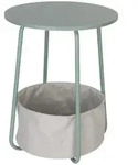 Relaxdays Beistelltisch, runder Couchtisch, mit Stoffkorb, HD: 50x40 cm,...
