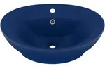 vidaXL Luxus-Waschbecken &Uuml;berlauf Matt Dunkelblau 58,5x39cm Keramik