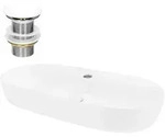 LuxeBath ML-Design Aufsatzwaschbecken Keramik Wei&szlig; 80&times;40&times;12 cm, oval, inkl.