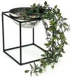 DanDiBo Blumenhocker Metall mit Topf Schwarz Silber 28 cm Blumenst&auml;nder 96256 M