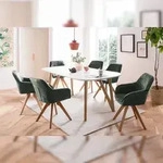 SalesFever Essgruppe 160x90 cm | 5 tlg | Eiche Massivholz | Wei&szlig;