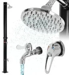 ML-Design Solardusche 20L Rund 210 cm Schwarz &ndash; Mit Fu&szlig;dusche &...