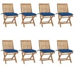 vidaXL Klappbare Gartenst&uuml;hle mit Kissen 8 Stk. Massivholz Teak