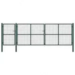 vidaXL Gartentor Stahl : Farbe - Gr&uuml;n, Gr&ouml;&szlig;e - 500 x 150 cm
