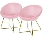ML-Design &ndash; Esszimmerst&uuml;hle 2er Set &ndash; Rosa Samt | runde R&uuml;ckenlehne,...