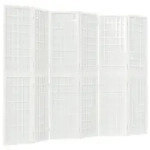 vidaXL 6-tlg. Paravent Japanischer Stil Faltbar 240x170 cm Wei&szlig;