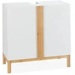 Relaxdays Waschbeckenunterschrank, 2 F&auml;cher, Badschrank MDF & Bambus,