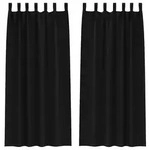 vidaXL Verdunkelungs-Vorh&auml;nge mit Ringen 2 pcs Schwarz 260 x 140 cm