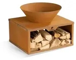 LANDMANN Feuerschale mit Holzlager - 60 x 50 x 54 cm