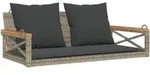 vidaXL H&auml;ngebank mit Kissen Grau 109x62x40 cm Poly Rattan