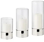 EDZARD 3er-Set Windlicht Granada (H&ouml;he 15/20/25 cm), silberfarben