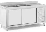 Royal Catering Sp&uuml;lenschrank - 2 Becken - - Edelstahl - 160 x 60 cm