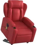 vidaXL Massagesessel mit Aufstehhilfe Elektrisch Rot Kunstleder