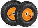 Relaxdays Sackkarrenrad 2er Set, 4.10 3.50-4, luftbereift, Stahlfelge, 136 kg,