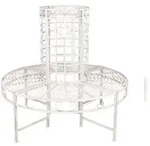 DELUKE Baumbank ODIN Stahl Antique wei&szlig; 112x121x121cm Gartenbank wetterfest
